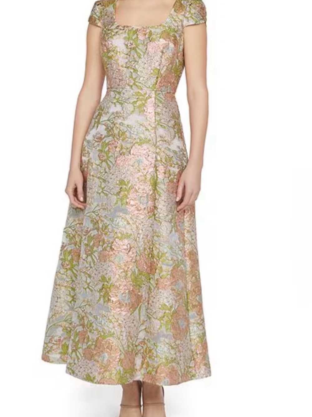 JS Collections Pastel Floral Maxi Dress in Pink, Green and Cream